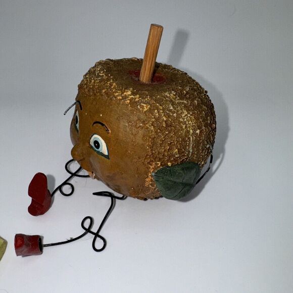 Vintage 80s Anthropomorphic Shelf Sitter Fruit Figures Orange Pear Carmel Apple* - Picture 10 of 10